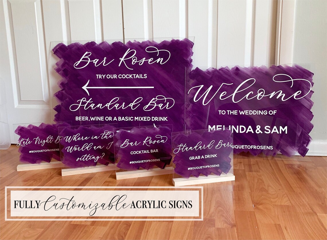 Acrylic Wedding Signs Bundle Acrylic Sign Package Custom Etsy
