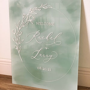 Floral Wreath Acrylic Wedding Welcome Sign WS23 image 2