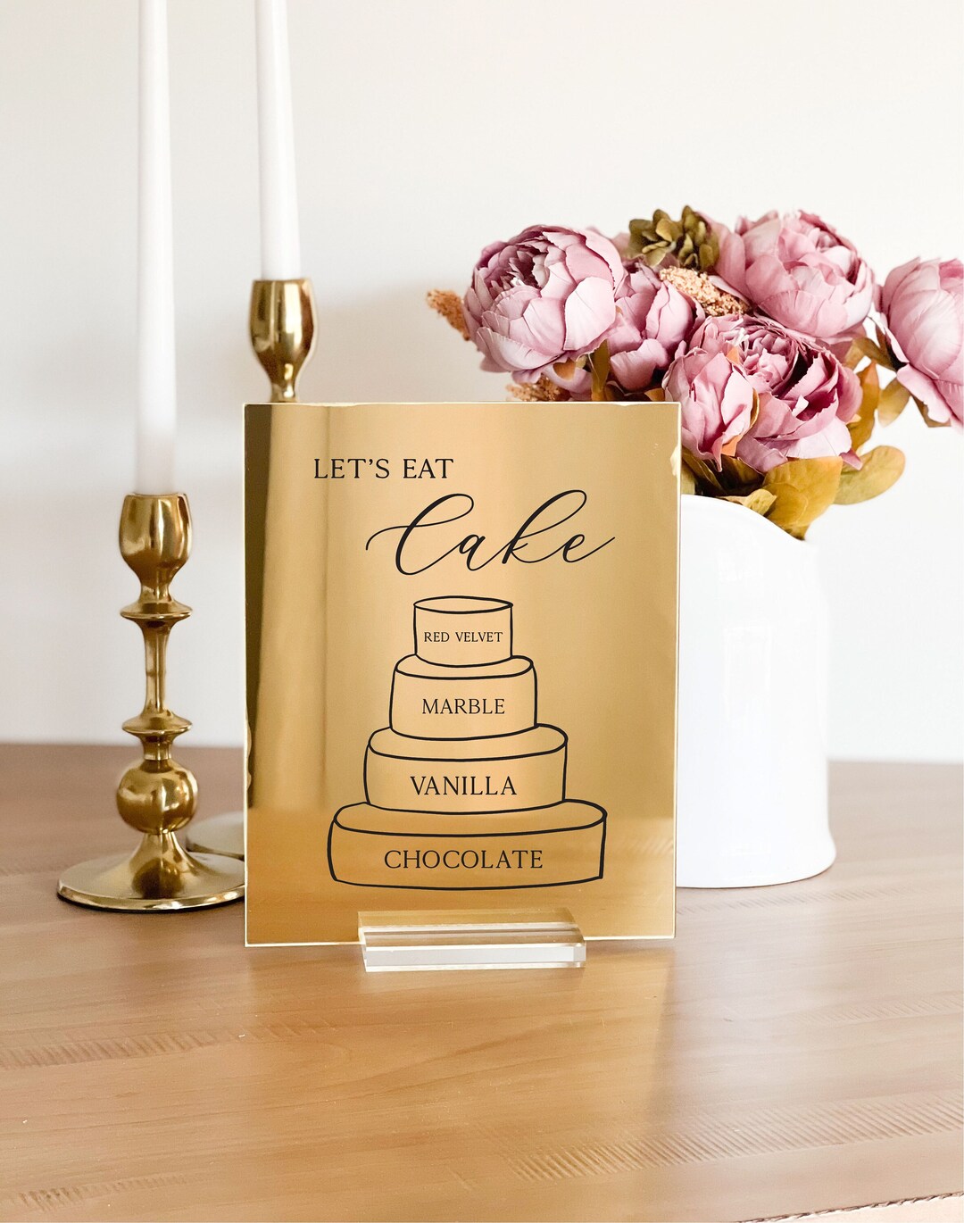 Let's Eat Cake Acrylic Mirror Sign Cake Mirror Sign Table Acrylic Sign