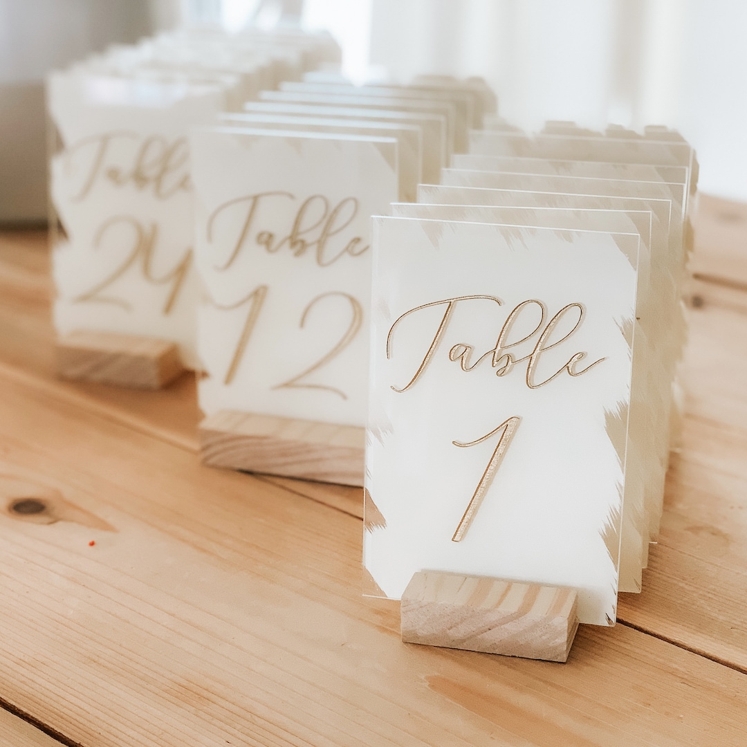 Painted Back Acrylic Table Numbers, Wedding Acrylic Table Signs ...