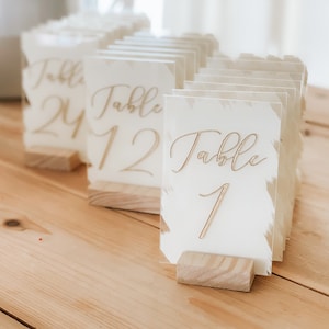 TLunlove Acrylic Sheets with Wood Stands, Clear Acrylic Sign Blank for  Crafts, Acrylic Table Numbers for Wedding Party, Acrylic Plaque with Holder  8