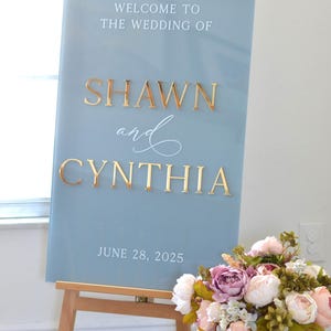 Welcome to the Wedding Dusty Blue Acrylic Sign | Modern Wedding Signage | 3D Mirror Wedding Sign - WS73