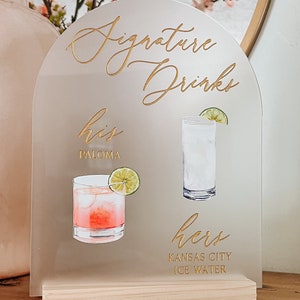 Arch Signature Drinks Acrylic Sign | His and Hers Drink | Bar Menu Acrylic Sign