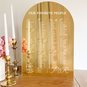 Arch Acrylic Mirror Seating Chart, Find Your Seat, Acrylic Wedding Sign, Custom Seating Chart