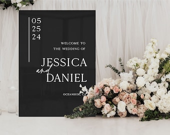 Black Wedding Welcome Sign | Personalized Welcome Sign | Wedding Welcome Sign | Wedding Ceremony Sign