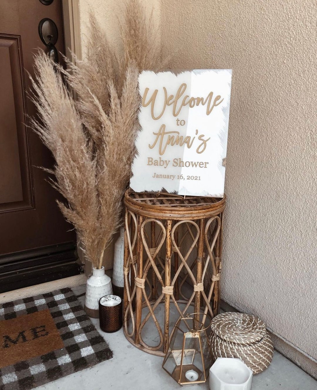 Baby Shower Welcome Sign, Acrylic Welcome Sign, Brushed Back - Main Image