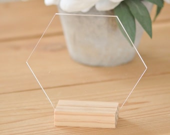 Blank acrylic table number, 5" hexagon acrylic sign, blank acrylic, freestanding table number, table decor, blank acrylic signs