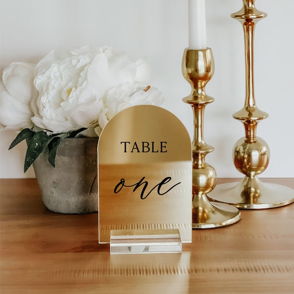 Arch Mirror Acrylic Table Numbers | Arch Table Signs | Wedding Acrylic Table Signs - TN26