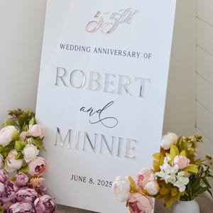 Elegant Anniversary Welcome Sign with 3D Names– Personalized Celebration Sign - Birthday Sign