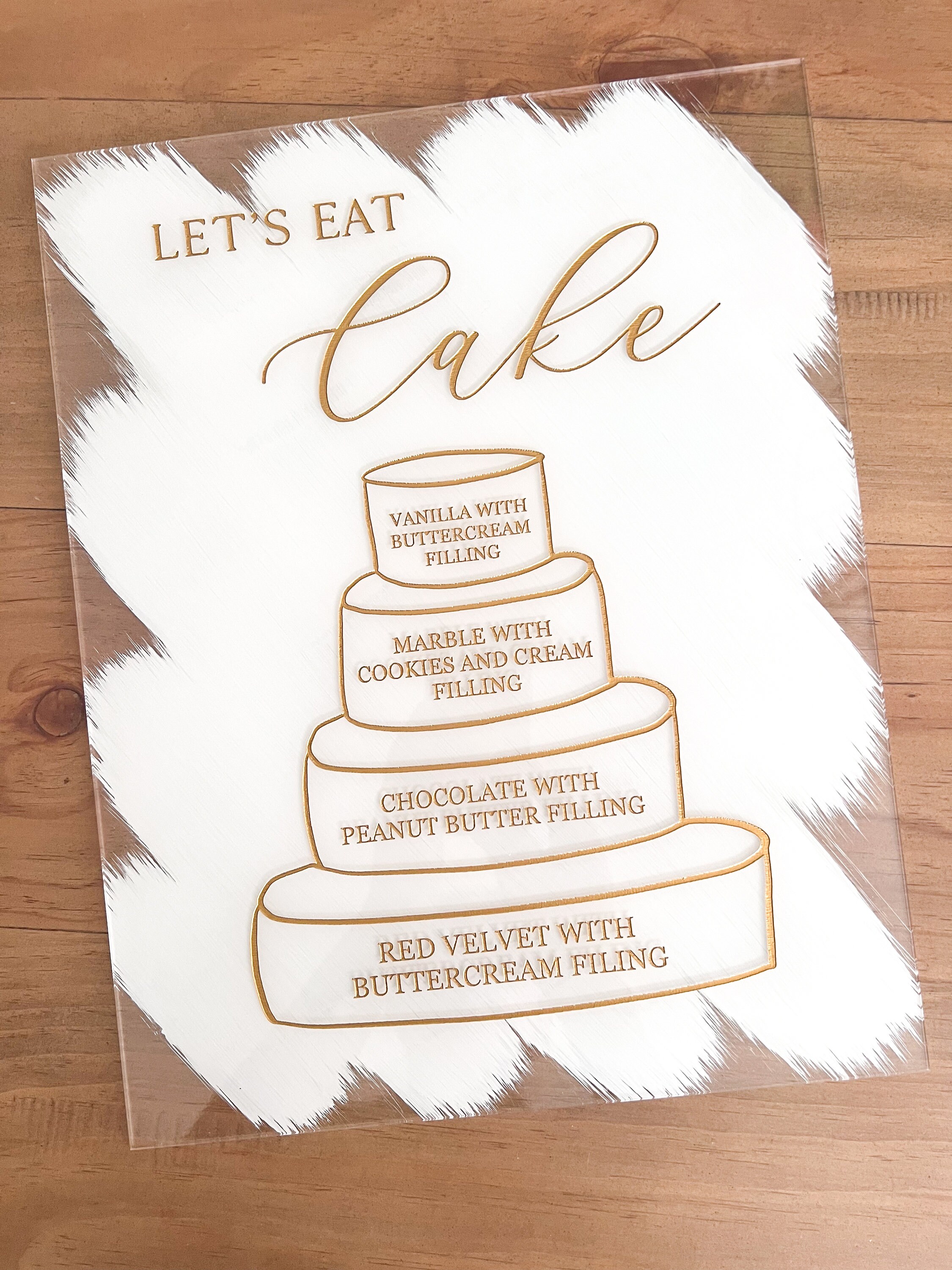 Acrylic Cake Menu Sign | Wedding Cake Flavors Sign | Cake Table