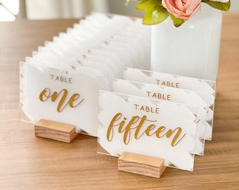 Painted Back Acrylic Table Numbers, Wedding Acrylic Table Signs, Painted Table Numbers- TN3