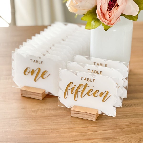 Painted Back Acrylic Table Numbers, Wedding Acrylic Table Signs, Painted Table Numbers- TN3