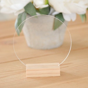 Blank acrylic sign, 5&quot; round acrylic sign, blank acrylic, freestanding table number, table decor, blank acrylic signs