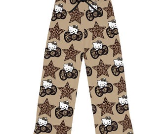 Pantalones de pijama con estampado de leopardo y Hello Kitty / Estampado integral