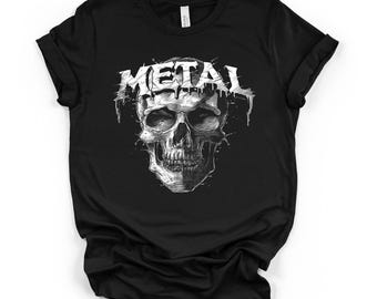 Metal Skull Black Unisex Graphic Tee, Heavy Metal Dark Art Shirt