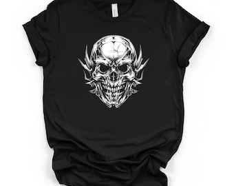 Canvas T-shirt Demon Skull Bella | Dark Art-shirt | Gotisch schedelcadeau