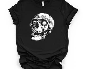 Gruseliger schreiender Schädel Grafik-T-Shirt, Schwarzes Unisex DTG T-Shirt
