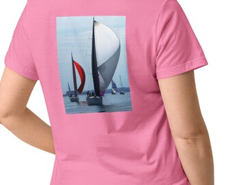 Camiseta náutica VCS Crew para mujer: suave, ligeramente entallada y cómoda. Camiseta de vela para mujer, ideal para navegar, vacaciones, ocio y verano / Estampado DTF