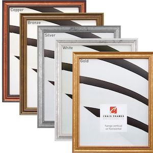 Custom Picture Frame, Slim Vintage Metallic, Made to Order, Gold Silver Copper