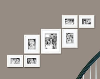 Seven Piece White Picture Frame Set, White Display Mats (622FSET01S07Y) Gallery Wall Frame Set, Modern Wall Collage Frames, Craig Frames
