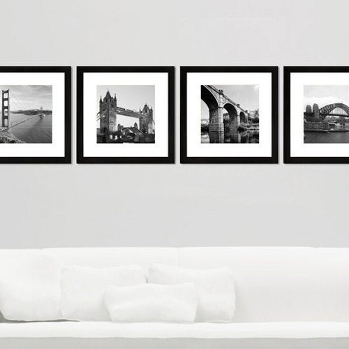 Contemporary 14x14inch Black Picture Frame White Mat With Etsy