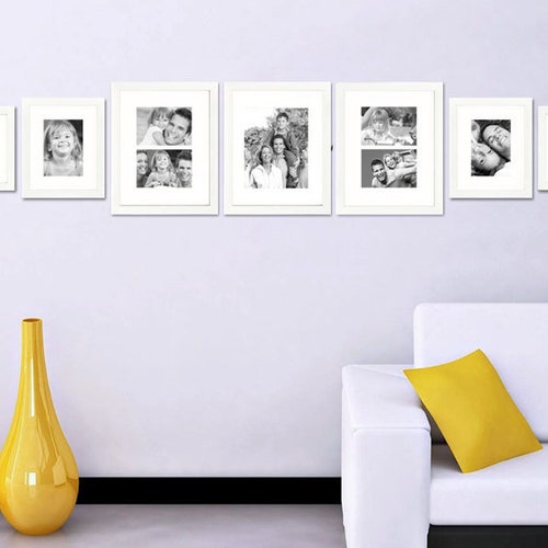 Seven Piece White Picture Frame Set White Display Mats Etsy
