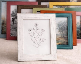 Rustic Distressed Picture Frame, Farmhouse Style Frame for Photos and Wall Art
