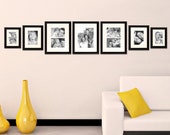Black Picture Frame Gallery Wall Set with White Mats