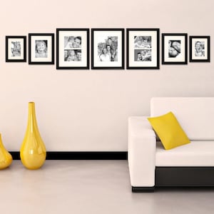 Black Picture Frame Gallery Wall Set with White Mats