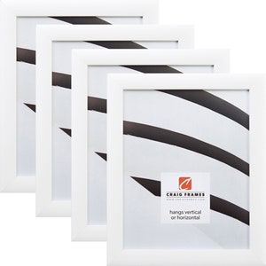 Contemporary, Gallery White Picture Frame Set, 8x10 Inch, 1&quot; Wide, Set of Four (232478120810L-4), Craig Frames, Photo Frame Set, White Frame