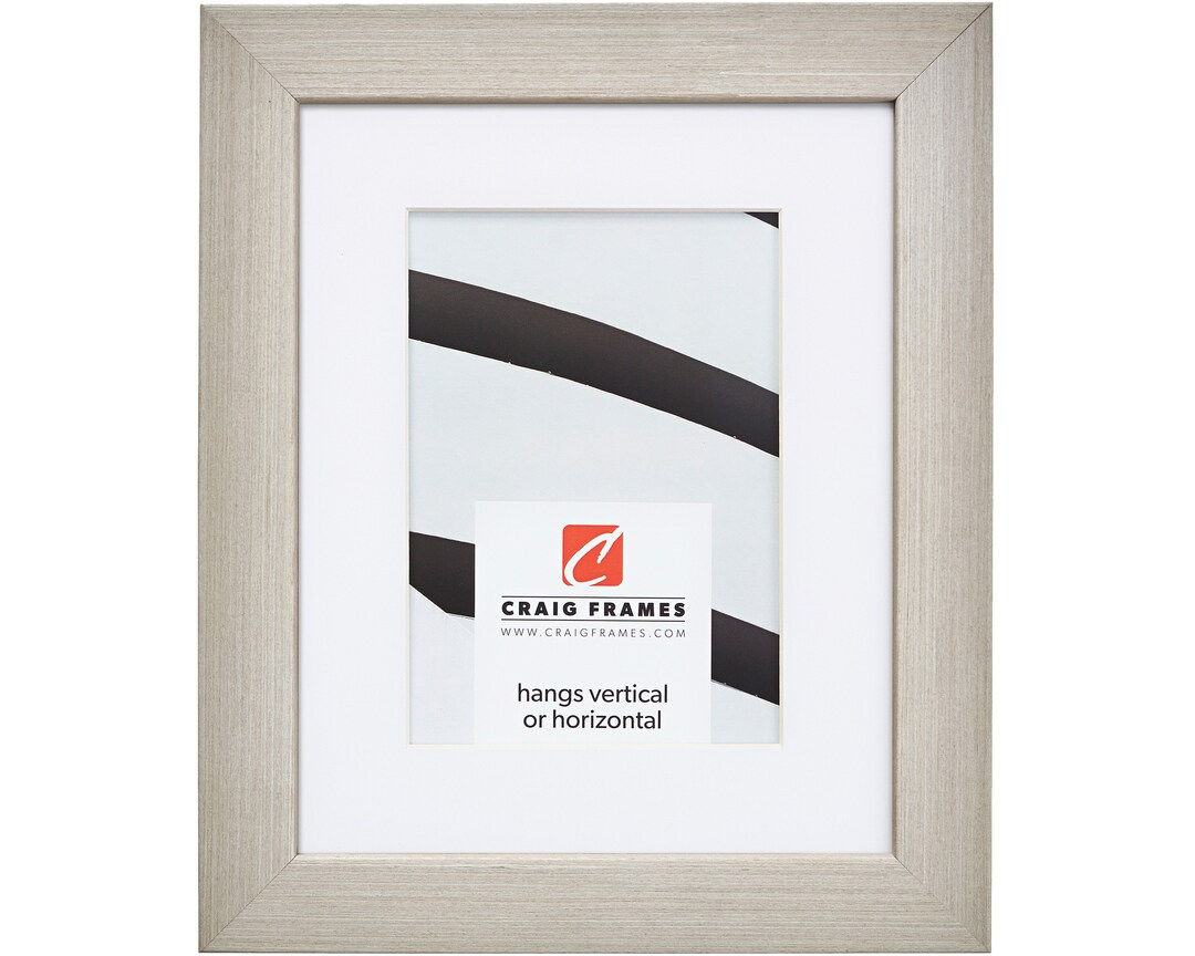 Basic Frame Gray Farmhouse Light Grey Picture Frame, White Mat, Pine Wood, 1.25