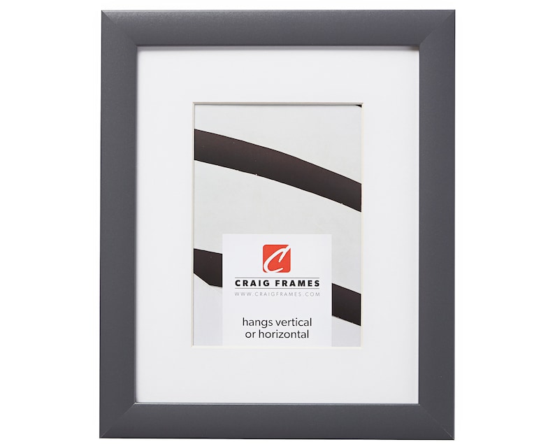 Dark Grey Picture Frame With Single White Mat Craig Frames Contemporary 1 34 Common Sizes 1 Wide 23247635