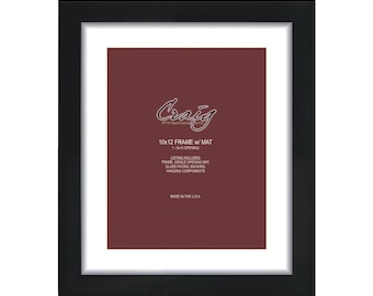 Modern Black 10x12 Picture Frame with White Mat, 8x10 Opening