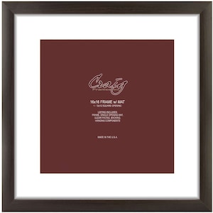 Walnut Brown Picture Frame, 16x16, White Mat, 12x12 Opening image 1