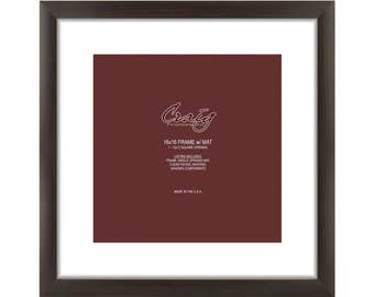 Walnut Brown Picture Frame, 16x16, White Mat, 12x12 Opening