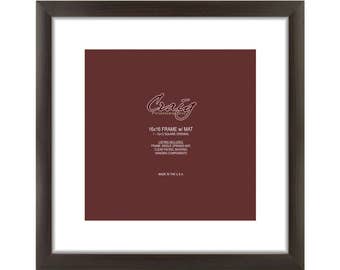 Contemporary, Brazilian Walnut Picture Frame 16x16 Inch, Single White Mat with 1 - 12 by 12-Inch Square Opening (621161601B14A) Craig Frames