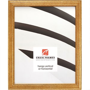 Farnsworth, Contemporary Aged Gold Picture Frame, .75" Wide, 35 Common Sizes (11109) Craig Frames, Thin Solid Wood Frame