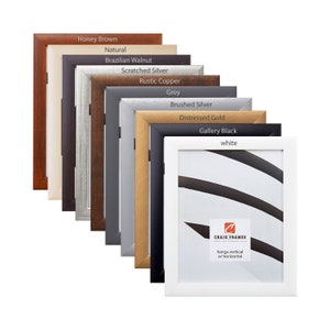 Contemporary 1&quot;, Modern Picture Frame, 1&quot; Wide, Various Colors, 35 Common Sizes, Craig Frames Custom Frame, Black, White, Silver, Gold, Wood