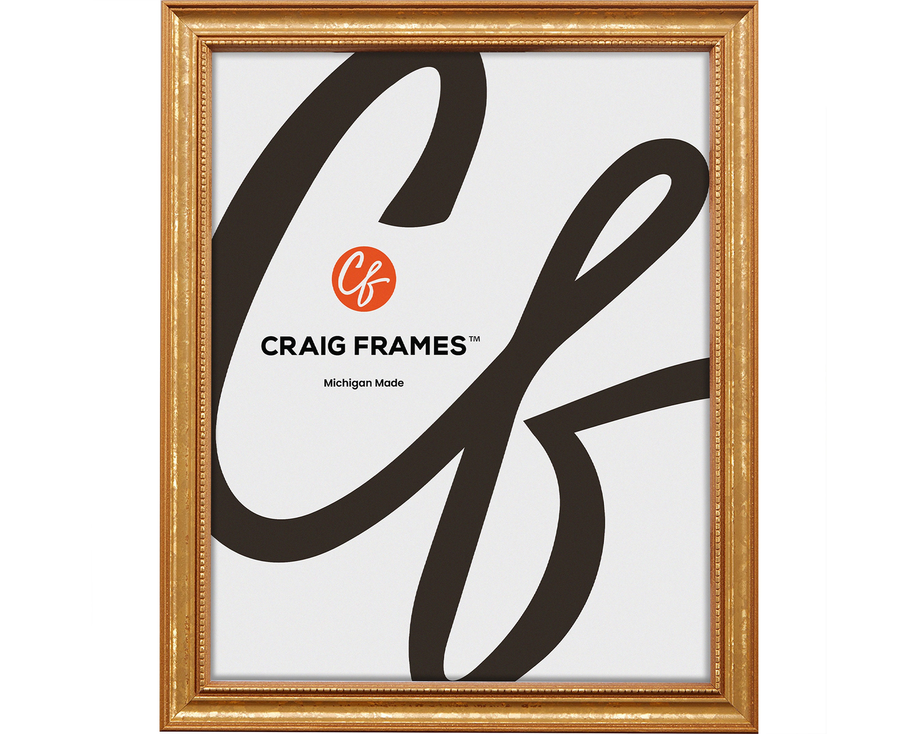 Stratton, Aged Gold Picture Frame, .75" Wide, 60 Common Sizes With Acrylic Facing (314GD) Craig Frames Thin Gold Frame, Queen Ann Style