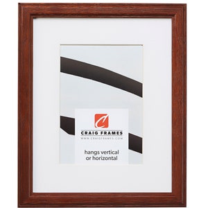 Wiltshire 236, Simple Brown Hardwood Picture Frame With Single White Mat, .75&quot; Wide, 33 Common Sizes (2364WA) Craig Frames