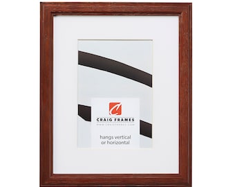 Walnut Brown Ash Wood Picture Frame with White Mat