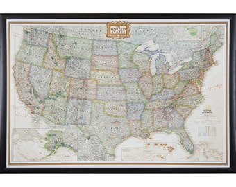 Executive United States Push Pin Travel Map, Brazilian Walnut Frame, 24x36-Inch (6212436MAP01A), Craig Frames, American Frame, US Travel Map