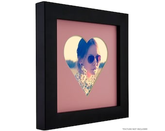 6x6 Black Picture Frame, Pink Heart Mat, Valentine's Gift