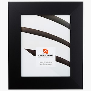 Bauhaus 200, Modern Satin Black Picture Frame, 2&quot; Wide, 35 Common Sizes (20277704), Craig Frames, Flat Black Photo Frame, Wide Picture Frame