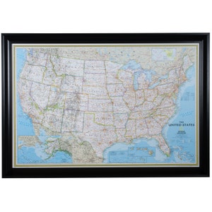 Classic United States Push Pin Travel Map, Black Frame, 24x36-Inch (5812436MAP01C), Craig Frames, Contemporary Black Framed Map, American