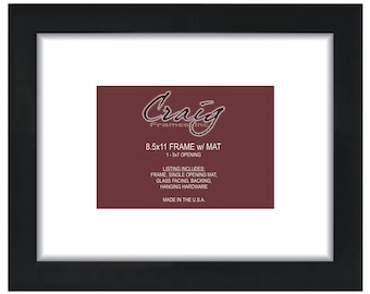Black 8.5x11 Gallery Picture Frame, 5x7 White Mat
