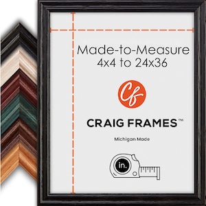 May include: A black wood picture frame with a white background and the text "Made-to-Measure 4x4 to 24x36" and "CRAIG FRAMES™ Michigan Made".