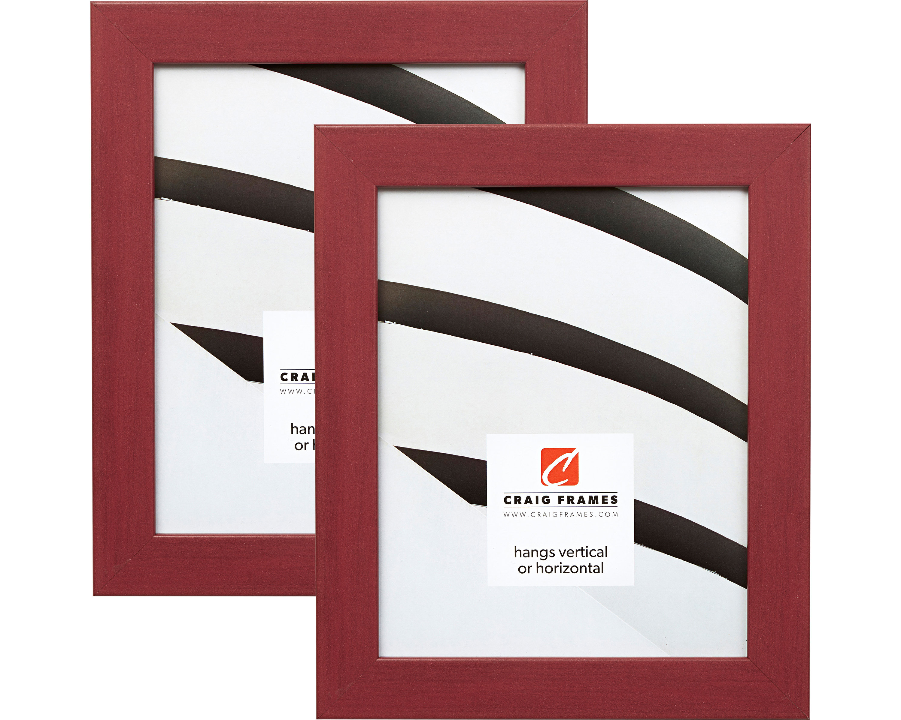 Modern Red Picture Frame Set, Whitewash Finish, 1.25