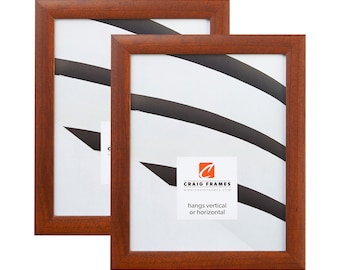 Honey Brown Picture Frame Set, Modern Wood Grain, 1" Wide