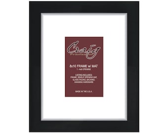 8x10 Black Gallery Picture Frame with White Mat, 4x6 Opening